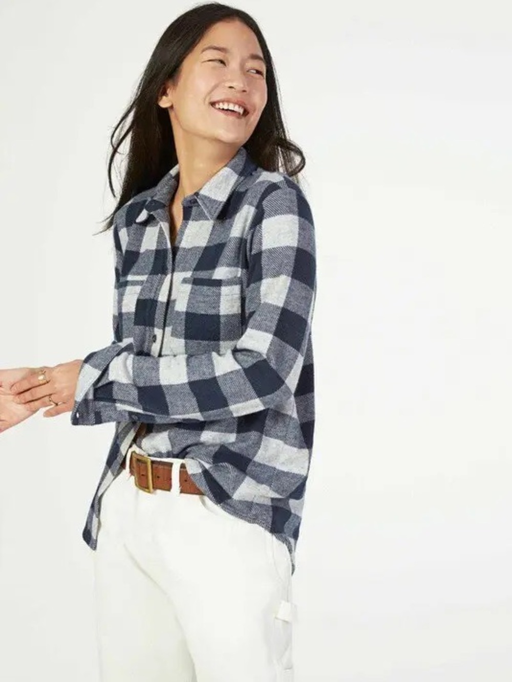 Faherty Legend Sweater Shirt Grey Buffalo Check Plaid XS